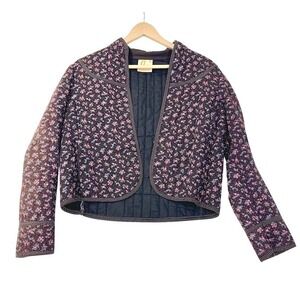 VTG 70s Eber San Francisco Quilted Ditsy Floral Cropped Jacket Chore Coat Small